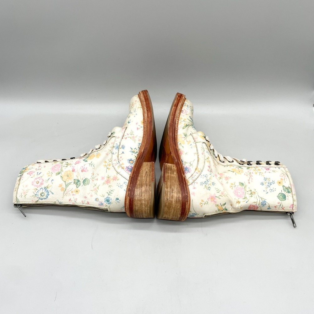 Free People Womens 39 Santa Fee Combat Boots Vintage Floral Leather Cottage Boho - Picture 13 of 13